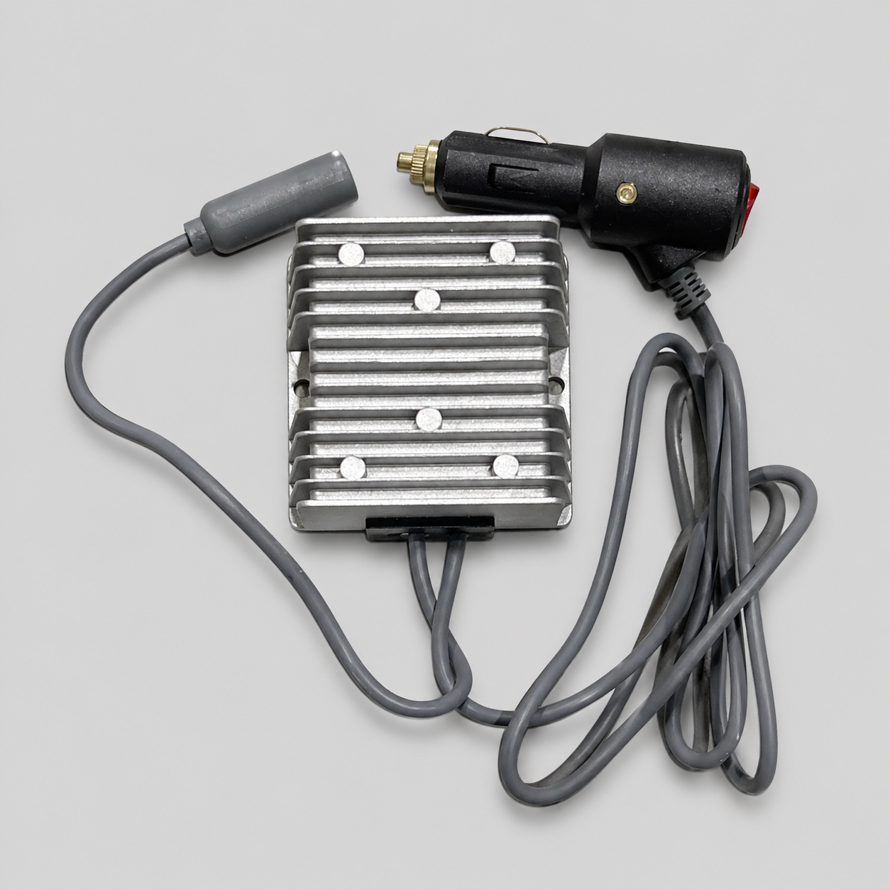 Spacetek Starlink Mini DC Voltage Regulator front side with cig lighter connector and switch
