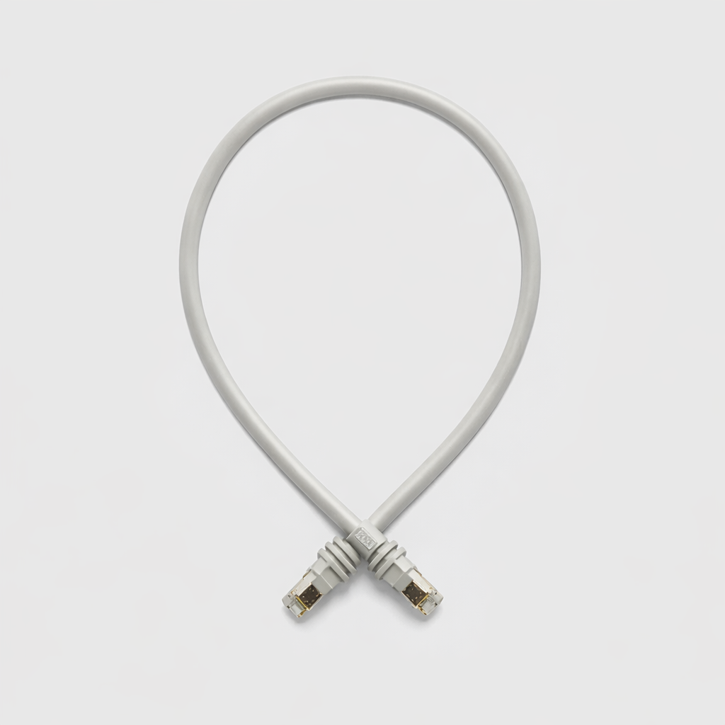 Short 0.5 meter Spacetek Starlink Gen 3 replacement Ethernet cable, 24AWG CAT6a, with looped configuration and RJ45 connectors