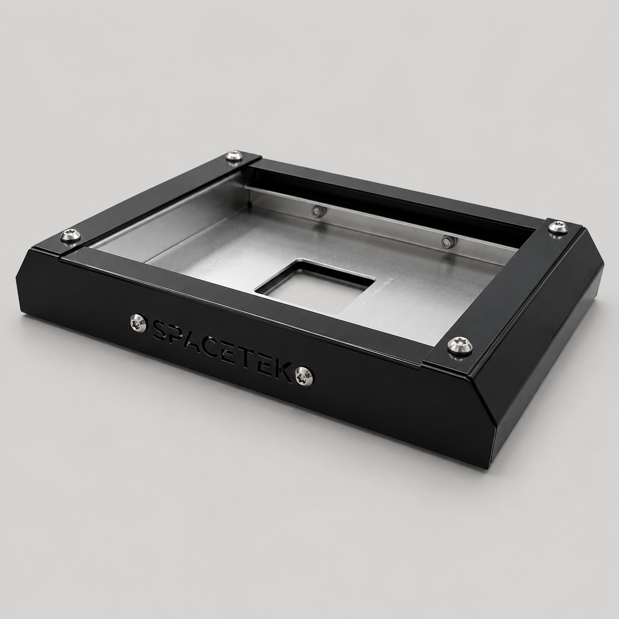 Black Spacetek Starlink Mini Stealth Mount angled view without acrylic cover