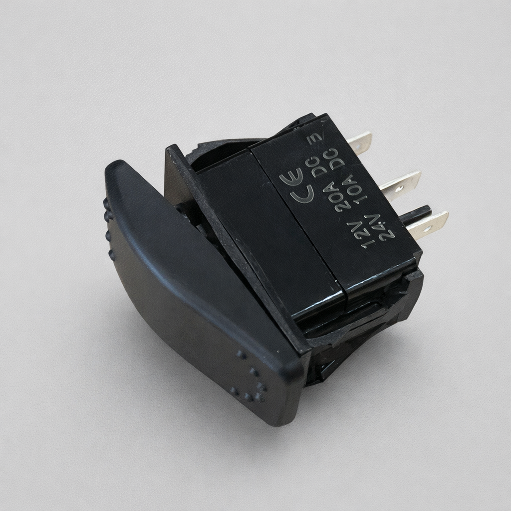 Rear view of Starlink 3 pole rocker switch showing three electrical pin terminals