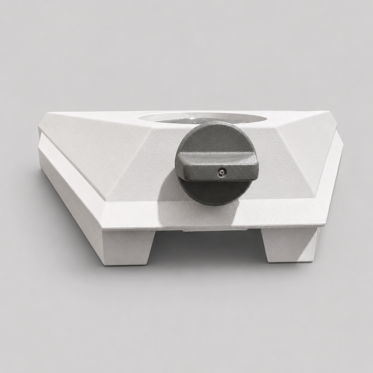 Original Starlink Mini pole pipe adapter front profile view displaying low-profile design and locking knob.