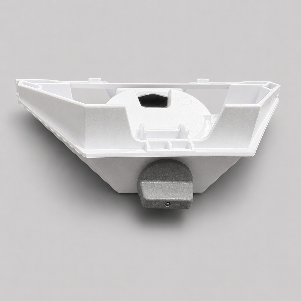 Original Starlink Mini pole pipe adapter rear angled view showing locking knob and adapter body.