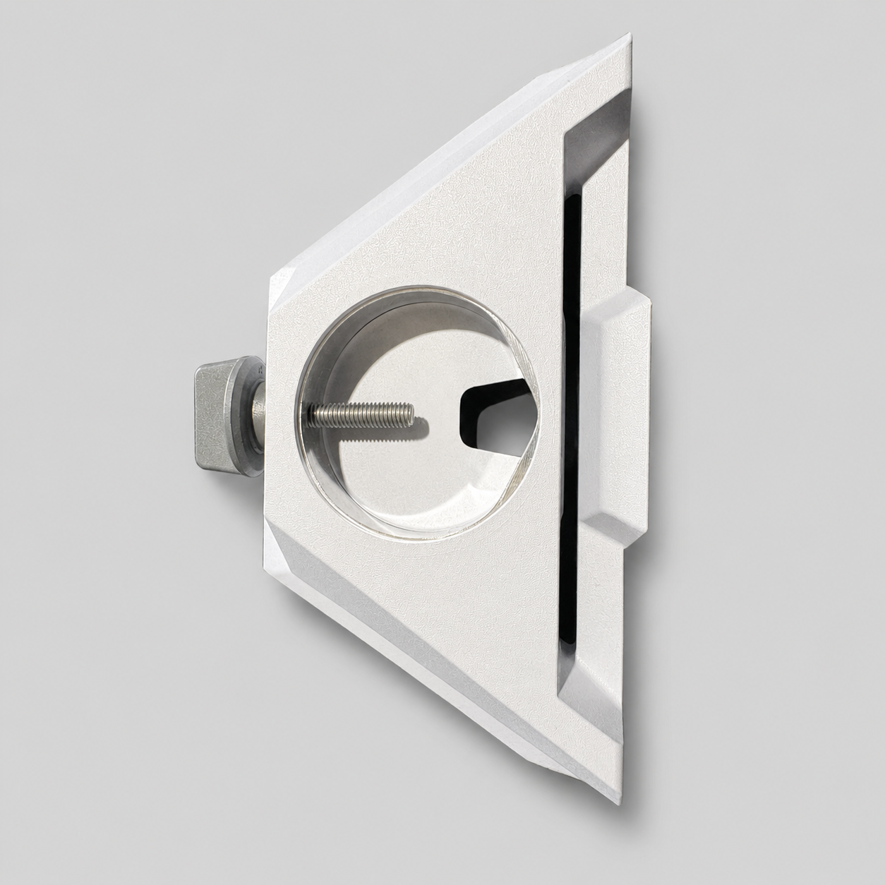 Original Starlink Mini pole pipe adapter rear underside view highlighting internal reinforcement features.
