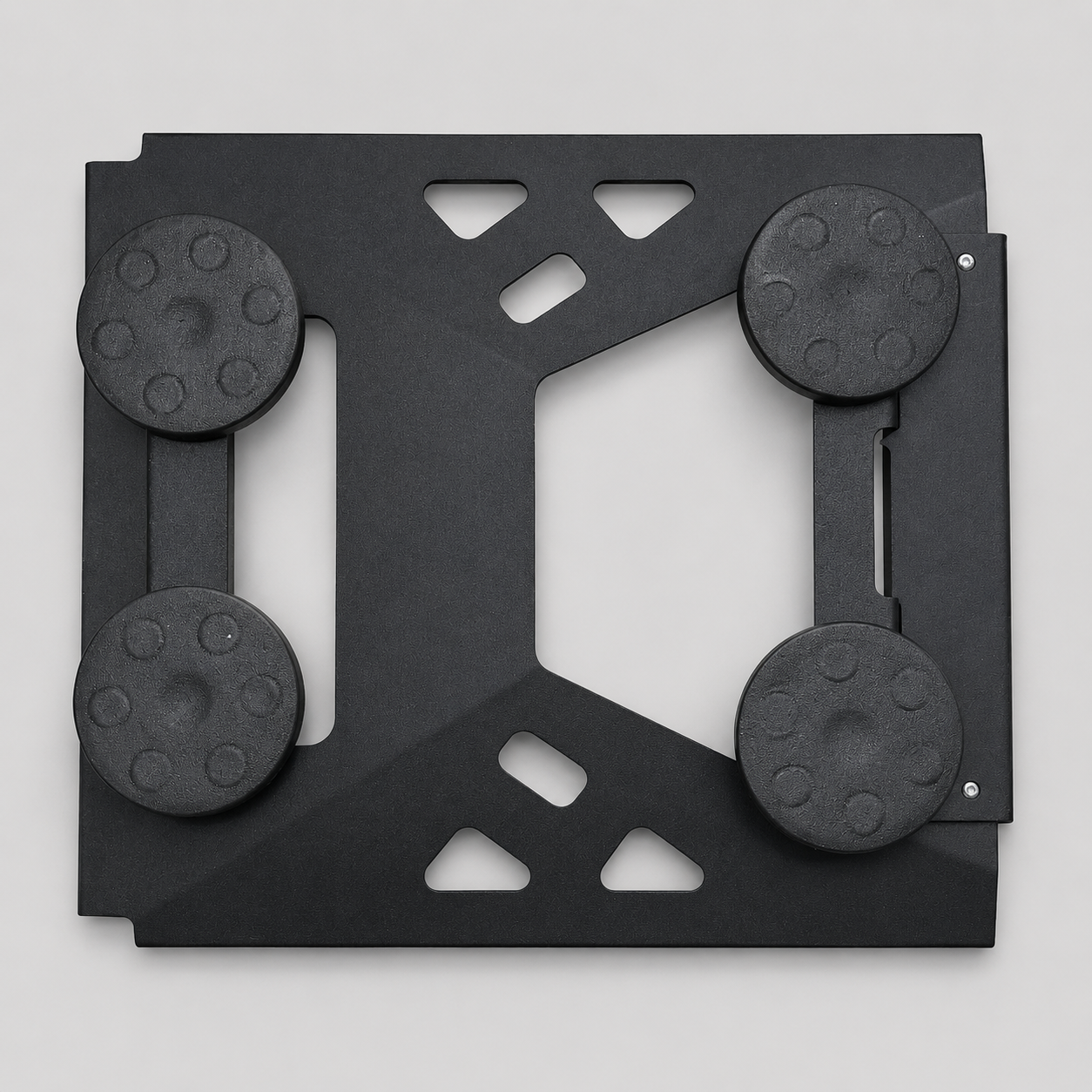 Top-down view of the carbon steel Starlink Mini Vehicle Magnet Mount showing the mounting plate and integrated 65mm (2.5 inch) magnetic supports