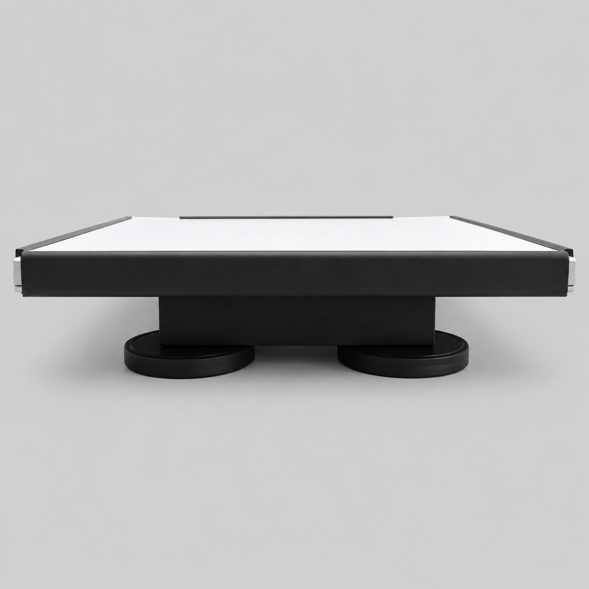 Side profile of the Starlink Mini Vehicle Magnet Mount in carbon steel showing the slim platform design and 65mm (2.5 inch) magnetic mounting system.