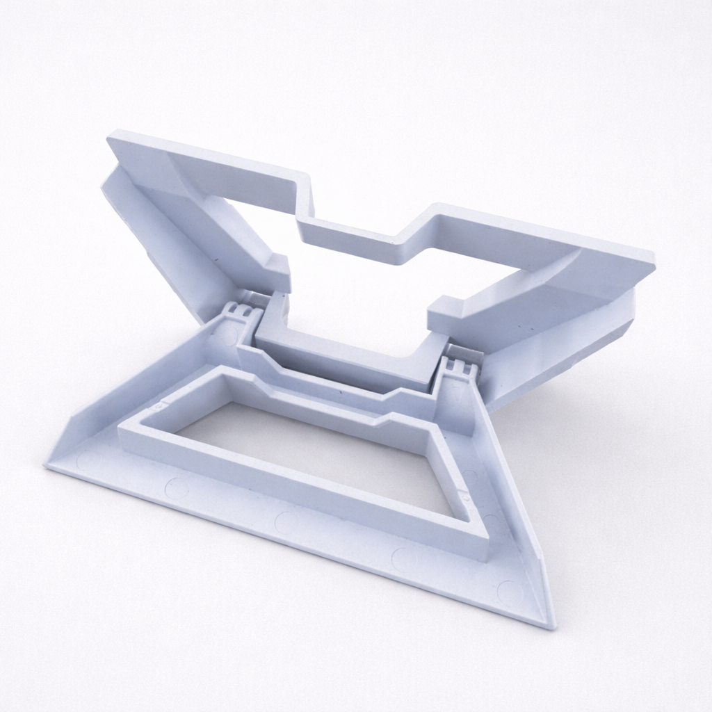 Genuine Starlink Mini kickstand fully opened showing internal structure and hinge system on grey background