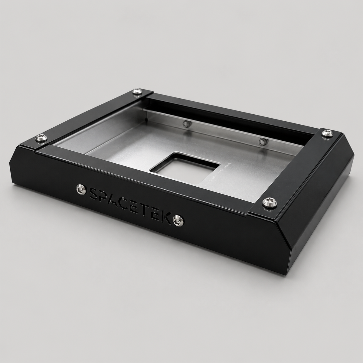 Black Spacetek Starlink Mini Stealth Mount angled view without acrylic cover