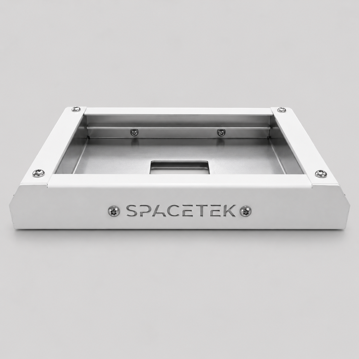 White Spacetek Starlink Mini Stealth Mount with laser cut logo front detail