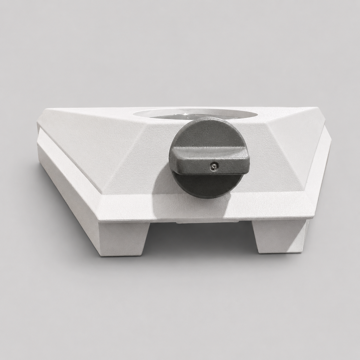 Original Starlink Mini pole pipe adapter front profile view displaying low-profile design and locking knob.