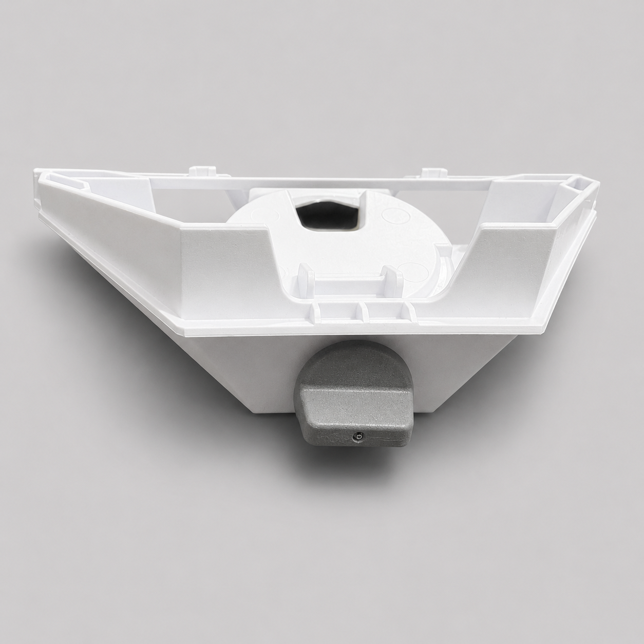 Original Starlink Mini pole pipe adapter rear angled view showing locking knob and adapter body.