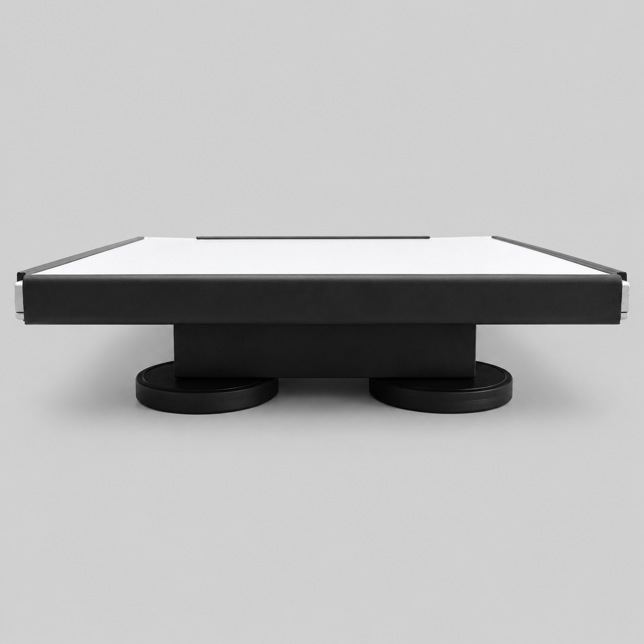 Side profile of the Starlink Mini Vehicle Magnet Mount in carbon steel showing the slim platform design and 65mm (2.5 inch) magnetic mounting system.